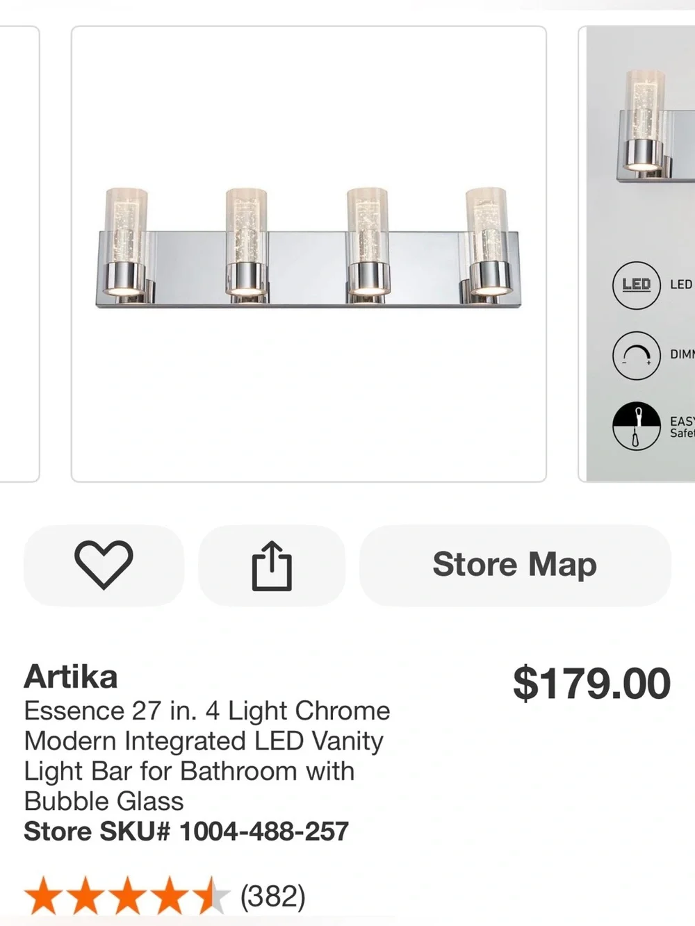 Artika Essence 4 Modern Chrome Wall Sconce Vanity Light